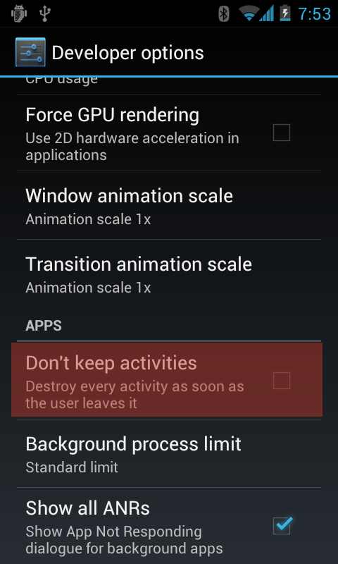 Developer Options android Developer Options