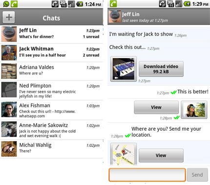 WhatsApp android app Use WhatsApp to send and receive ‘text’ messages for free